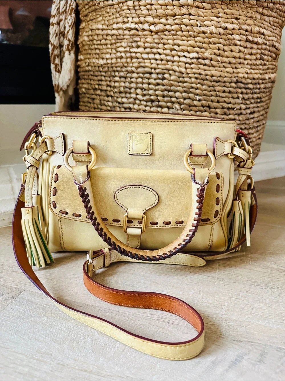 Dooney & Bourke Buttercream Florentine Leather Satchel Vintage
